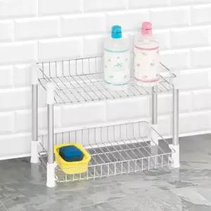 H-다용도사각선반 2단 모서리 스텐 화장실 욕실정리대 수납 일자 샤워실 욕조 무타공