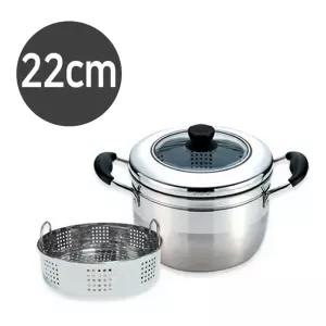 찜솥 키친플라워 튜울립 찜냄비 3중 인덕션 가능 22cm/스텐