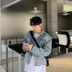 데님 빈티지 캐주얼 자켓 남자청자켓 퍼 트리밍 숏 코트 청자켓 봄가을 시크 ible3