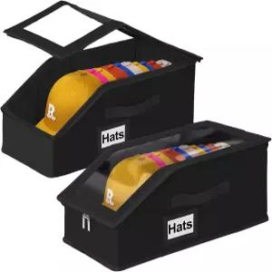 도필라치 2PCS 대용량 야구 모자 보관용 최대 28개의 모자를 보관할 수 있는 완벽한 투명 뚜껑이 방진