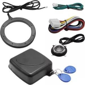 MDEOOSKY 차량 점화 스위치 12V 엔진 시동 정지 푸시 버튼 키리스 엔트리 스타터 키트 스타트