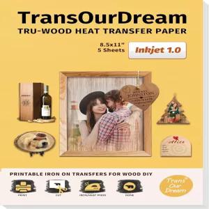 잉크젯 프린터용 트랜스오어드림 트루우드 열전달 종이5매 8.5x11 목재용 전사지에 인쇄 가능한
