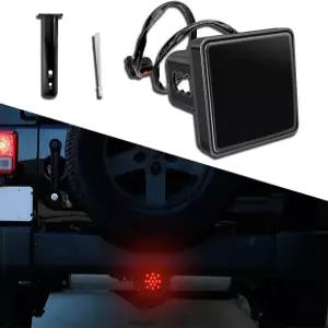 피버스 트레일러 히치 리시버 커버 15개의 LED 레드 브레이크 라이트 유니버설 핏 2인치 슈퍼 브라이트