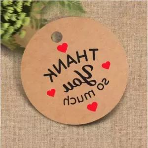 크라프트 땡큐 택 90장 세트 마끈 포함 선물 포장 종이 네임택 고리