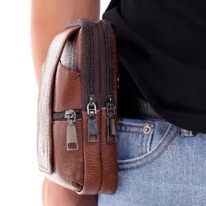 [원오안전] 허리색 가죽힙색 미니 허리가방 핸드폰 (본품)