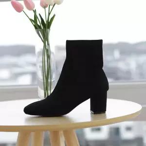 신발 밍크퍼 스판 삭스 부츠 스웨이드 겨울 슈즈