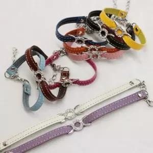 코코아허니 601G큐빅리본가죽목걸이강아지목줄 애견 개목 고양이 캣목걸이