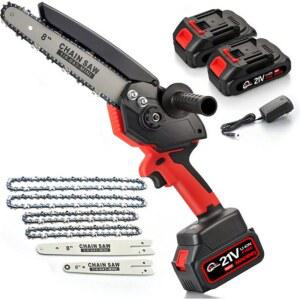 독일 기술 21V 무선 미니 충전식 소형 체인톱 브러시리스 전동톱 전기톱 6/8인치풀세트