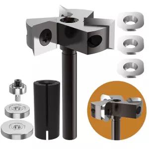 CNC 평탄화 슬롯링 바닥 청소 라우터 비트 1/2 생크 2인치 절단 직경 두께 3개의 베어링 세트가 있는 T