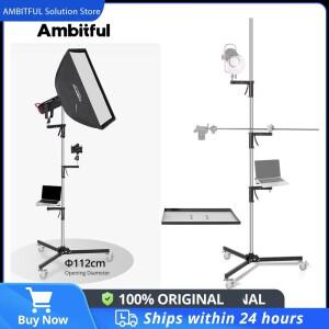 AMBITFUL 71cm-255cm AL250 건 그립 라이트 스탠드 1/4 및 3/8 나사 바퀴 포함 접이식 삼각대 스튜디오 플
