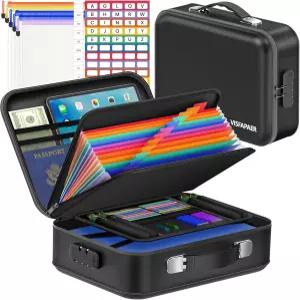 중요한 문서 노트북 여권 휴대용 홈 오피스 여행 금고를 위한 13개의 포켓 어코디언 폴더가 있는 잠금식