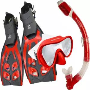 하와이 다이버 심해 성인 스노클링 세트 강화 유리 스노클 마스크 드라이탑 기어 조절 가능한 핀