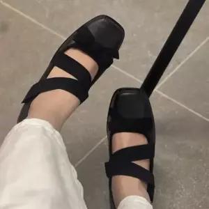 여성용 크로스배색 발레리나 단화 실버 메리제인 로우컷 스트랩힐 가죽 슈즈 수제 리얼 원픽5