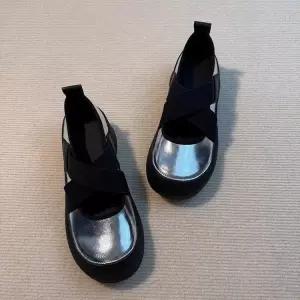 여성 슈즈 메리제인 크로스백 키높이 폭주 통굽 스트랩힐 실버 원픽5