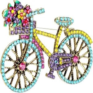 피리우오 자전거 브로치 핀 빈티지 라인스톤 우아한 컬러풀 클래식 장식 웨딩 패션 주얼리 액세서리 여성용