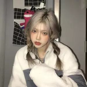 여성 고온 합성 헤어피스 매일 붙임머리 가발 통가발 착용 인치 스트레이트 중간 실크 보라색