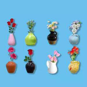 냉장고용 귀여운 미니 세라믹 꽃병 자석 8PC 냉장고 장식용 작은 3D 식물 주방 사물함 사무실 A
