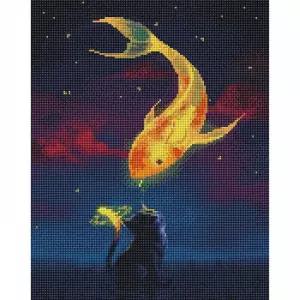 TBZ 황금잉어와 고양이 (캔버스) 보석십자수 40x50 동물보석십자수