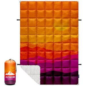 쉐르파 안감이 있는 즈람브 야외 캠핑 담요 푹 두꺼운 캠프 이불 추운 날씨 여행 배낭여행 해변 스타디움 52x75인치의 따뜻한 웨어러블 플리스