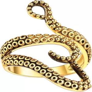 여성용 U7 문구 반지 조절 가능한 잎/문어/뱀 앙증맞은 칵테일 파티 주얼리