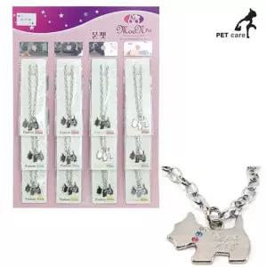인식표 1판 문펫 강아지모양 체인목걸이 12개입 펜던트 백금