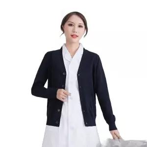 병원 외투 스웨터 상의 간호사 근무복 유니폼 여성 자수로고 주문제작 가디건 맞춤