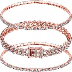 여성용 수리오 3개 발찌 팔찌 조절 가능한 다이아몬드 테니스 쿠바 스타일의 여성 웨딩 패션 선물용 링크