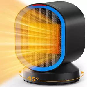 실내용 TABYIK 우주 히터 전기 공간 침실 홈 오피스용 소형 휴대용 45° 진동 개인 히터블랙