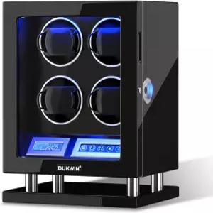 3/4/6/8/9/12 자동 시계용 DUKWIN 시계 와인더 LCD 터치스크린이 장착된 지문 잠금 블루 LED 조명 리모컨