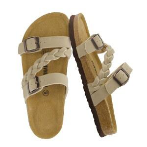 쿠셔닝에어 리지 코크 풋베드 여성 땋은 슬립 슬라이드 편안한 여름 여성용 샌들 샌들의