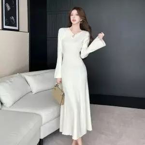 여성 원피스 니트 이너 빈티지 봄 롱스커트 코트 힙업 에 프렌치 원픽1