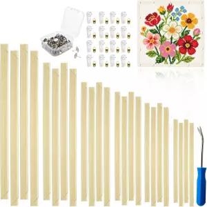 24피스 니들포인트 스트레처 바 100핀이 있는 자수 후프 세트 26개의 나무 캔버스 후프6사이즈 장식용 핀