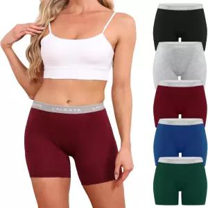 여성용 랄레스트 비스코스 대나무 복서 브 코튼 보이 반바지 속옷 소프트 스트레치 팬티 5팩