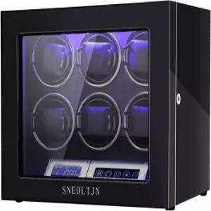 6/9/12 슬롯 자동 시계 초조용한 일본 모터 내장 LED 조명 및 LCD 터치스크린 제어를 위한 SNEOLTJN 와인더