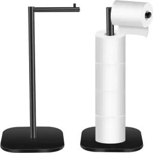 OGGZAQA 화장지 홀더 스탠드 프리스탠딩 욕실용 매트 블랙 스테인리스 스틸 롤 보관함 휴지 미끄럼 방지 녹