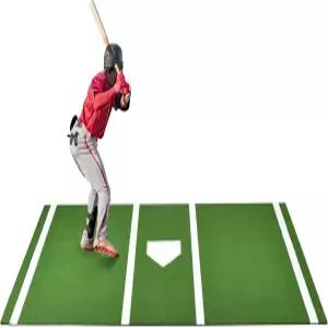 샵소스 야구 배팅 매트 12x6피트 소프트볼 홈 플레이트가 있는 배터스 박스 잔디 실내 야외용 미끄럼 방지