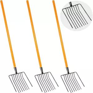랜티스 3종 세트 원예용 피치 포크 9개의 9인치 와이드 47.2인치 정원 거름 롱 하드우드 핸들 헤비 듀티