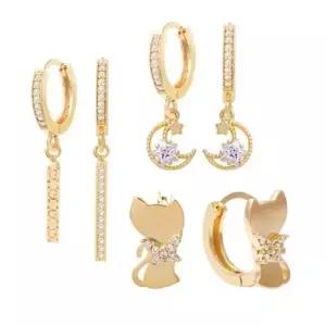 꽃귀걸이 골드 금침 별 달 고양이 스틱 원터치 링 귀걸이 14K