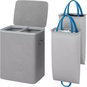 뚜껑이 있는 리네렉스 세탁 바구니 가볍고 어두운 옷을 위한 이중 수납공간이 100L 대용량 접이식 탈착식