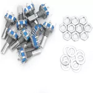 10PCS 5핀 로터리 엔코더+워셔+너츠 DC 5V EC11 엔코더 코딩 스위치 디지털 포텐셜미터 포함
