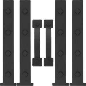 힐마스터 차고 문 자석 장식 하드웨어 6피스 직사각형 액센트 연석 어필 가짜 경첩 및 핸들 키트 블랙힌지