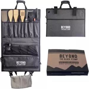 비욘드 더 블랙 스텀프 캠프 주방 정리함 및 식기 키트 - 14개 세트 여행 그릴 액세서리 휴대용 캠핑 장비