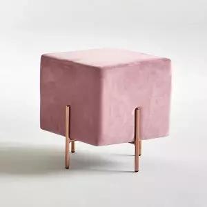 [하프클럽/셀러허브]핑크 벨벳 수납 원목의자 화장대식탁보조의자간