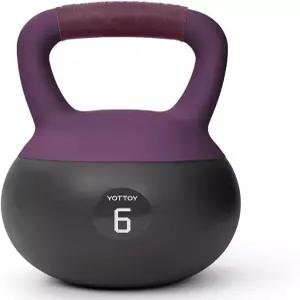 가죽 손잡이가 달린 요토이 소프트 케틀벨 - 미끄럼 방지 땀 흡수 그립 근력 운동용 홈 짐 웨이트 여성 및