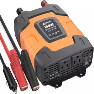 암피크 750W 파워 인버터 4.8A 듀얼 USB 포트 2 AC 콘센트 자동차 DC 12V ~ 110V 11 보호 장치