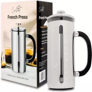 304 스테인리스 스틸 1000ml 용량의 쿠이스센트 하이 보로실리케이트 유리 프렌치 프레스 커피 애호가를