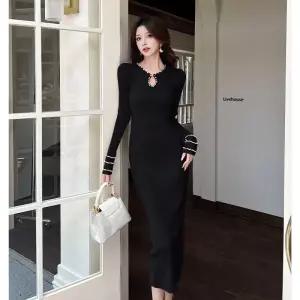 여자원피스 롱 프렌치 니트 원피스 비즈 물방울 이너 가을 스커트 원템3