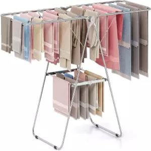 APEXCHASER 의류 건조대 접이식 스테인리스 스틸 높이 조절 가능 세탁대 공간 절약 실내외 수건 크롬용