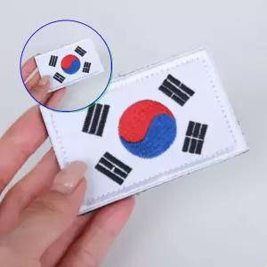 쌍문상회 밀리감성 국기와펜 찍찍이 화이트 패치 부착형