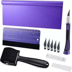 필 앤 스틱 접촉 용지 비닐 백스플래시 타일 스펀지 솔기 롤러가 있는 월파퍼 도구 보라색 스무더 펠트